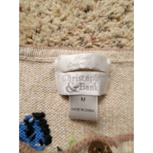 Womens Medium Christopher & Banks Cardigan Short Sleeve Hand Embroidered Birds - Picture 5 of 5